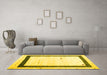 Machine Washable Solid Yellow Modern Rug in a Living Room, wshcon2810yw