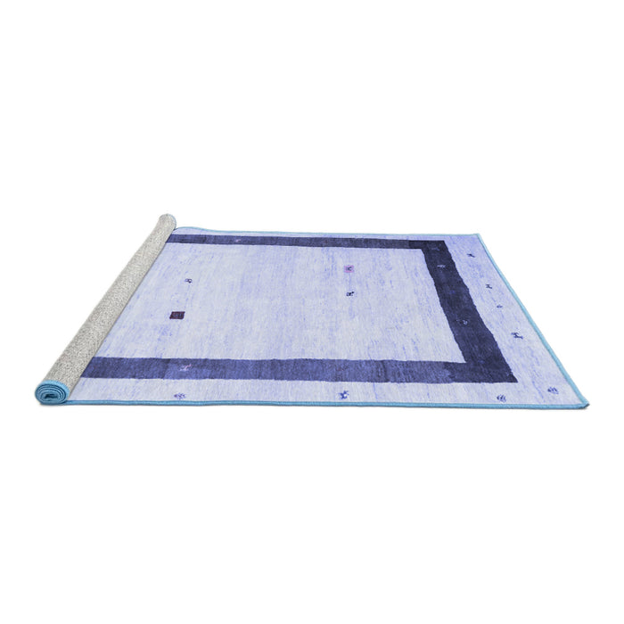 Sideview of Machine Washable Solid Blue Modern Rug, wshcon2810blu