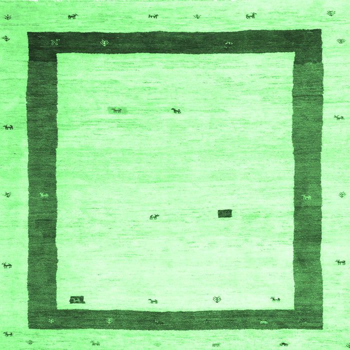 Square Machine Washable Solid Emerald Green Modern Area Rugs, wshcon2810emgrn