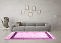 Machine Washable Solid Pink Modern Rug, wshcon2810pnk