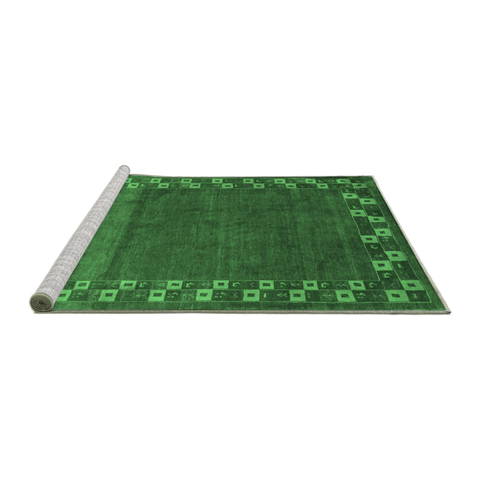 Sideview of Machine Washable Abstract Emerald Green Contemporary Area Rugs, wshcon2811emgrn