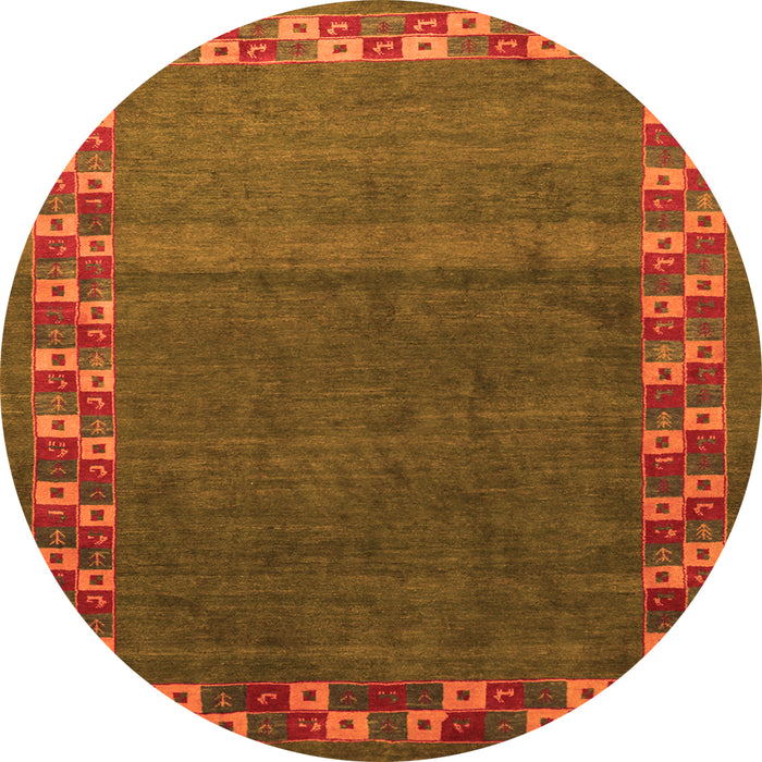 Square Abstract Orange Contemporary Rug, con2811org