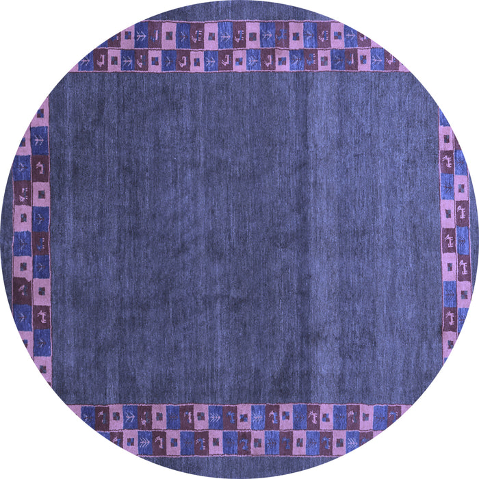 Round Abstract Blue Contemporary Rug, con2811blu