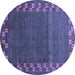 Round Abstract Blue Contemporary Rug, con2811blu