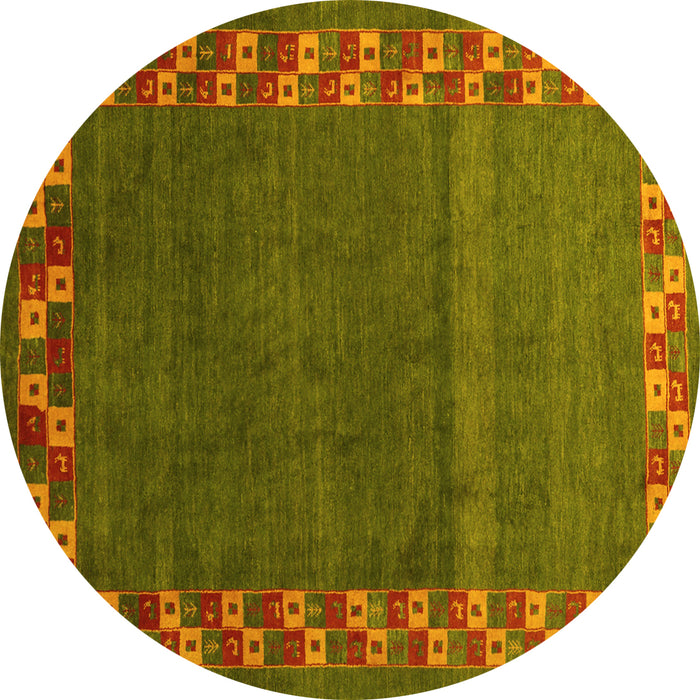 Round Abstract Yellow Contemporary Rug, con2811yw