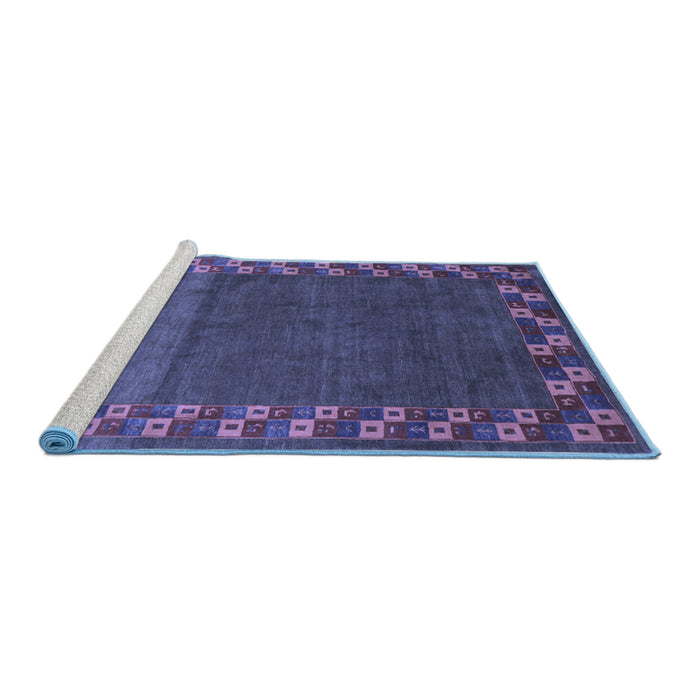Sideview of Machine Washable Abstract Blue Contemporary Rug, wshcon2811blu