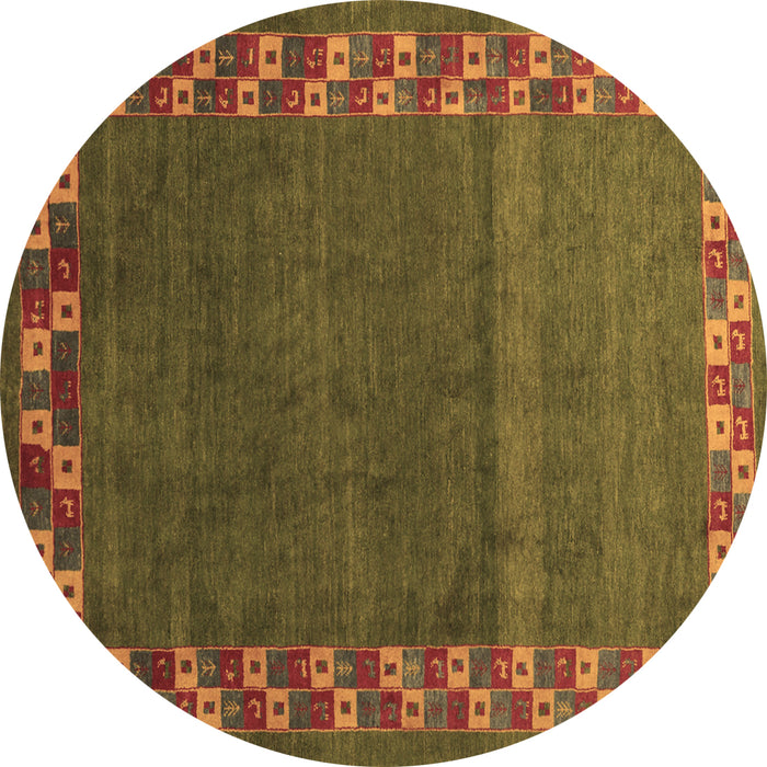 Round Abstract Brown Contemporary Rug, con2811brn