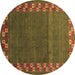 Round Abstract Brown Contemporary Rug, con2811brn