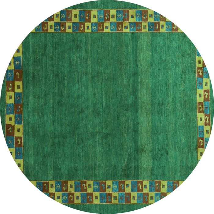 Round Abstract Turquoise Contemporary Rug, con2811turq