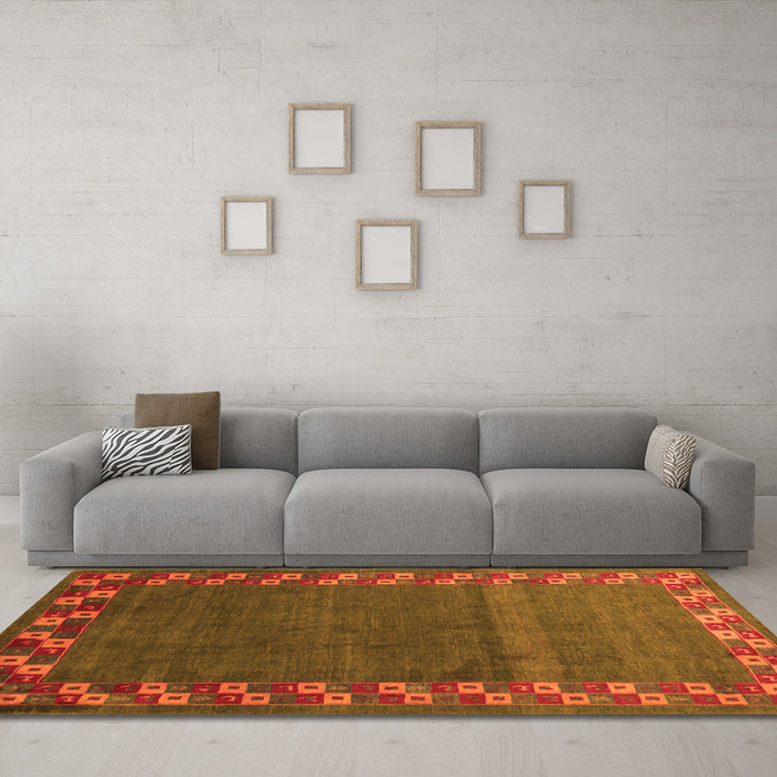 Machine Washable Abstract Orange Contemporary Area Rugs in a Living Room, wshcon2811org