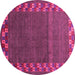 Round Abstract Pink Contemporary Rug, con2811pnk