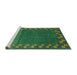 Sideview of Machine Washable Abstract Turquoise Contemporary Area Rugs, wshcon2811turq