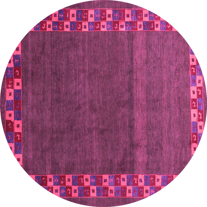 Round Machine Washable Abstract Pink Contemporary Rug, wshcon2811pnk
