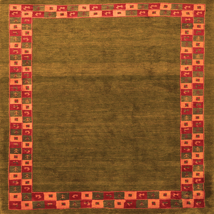 Round Machine Washable Abstract Orange Contemporary Area Rugs, wshcon2811org