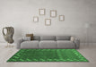 Machine Washable Abstract Emerald Green Contemporary Area Rugs in a Living Room,, wshcon2811emgrn