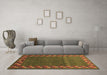 Machine Washable Abstract Brown Contemporary Rug in a Living Room,, wshcon2811brn