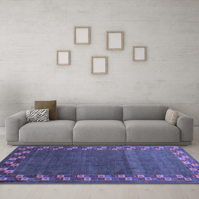 Machine Washable Abstract Blue Contemporary Rug in a Living Room, wshcon2811blu