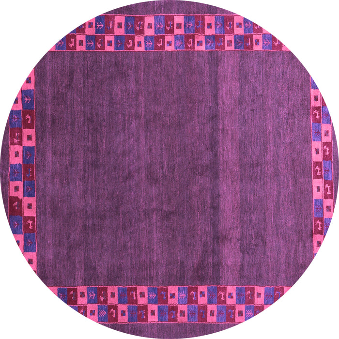 Round Machine Washable Abstract Purple Contemporary Area Rugs, wshcon2811pur