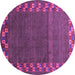 Round Machine Washable Abstract Purple Contemporary Area Rugs, wshcon2811pur