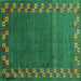 Square Machine Washable Abstract Turquoise Contemporary Area Rugs, wshcon2811turq