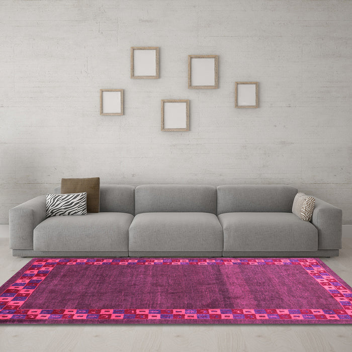 Machine Washable Abstract Pink Contemporary Rug in a Living Room, wshcon2811pnk