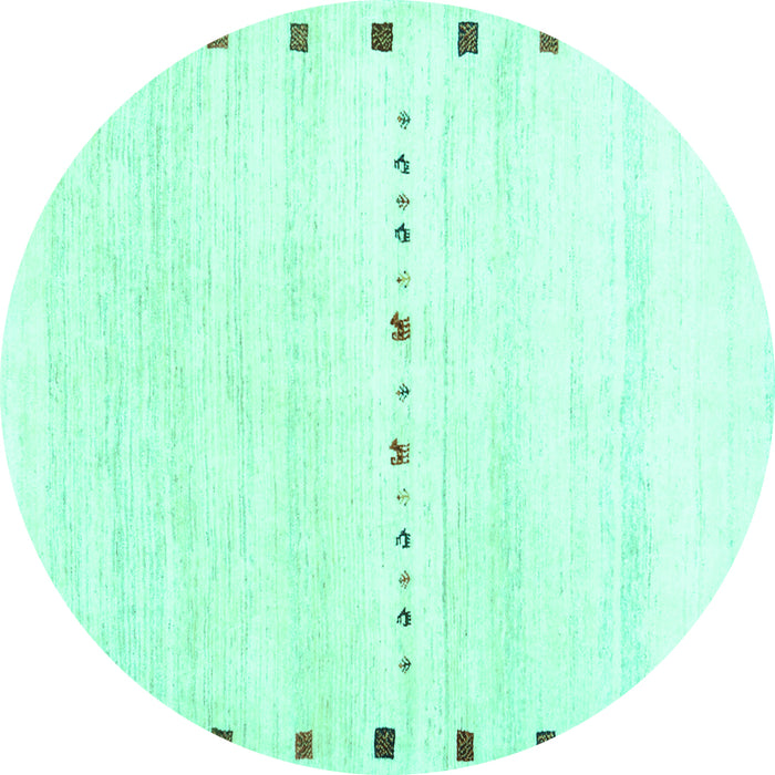 Round Machine Washable Solid Turquoise Modern Area Rugs, wshcon2812turq