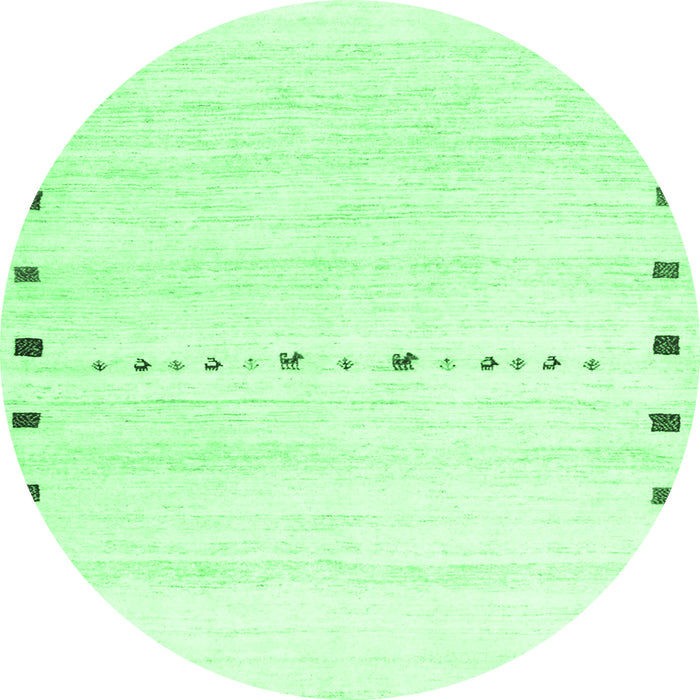 Round Machine Washable Solid Emerald Green Modern Area Rugs, wshcon2812emgrn