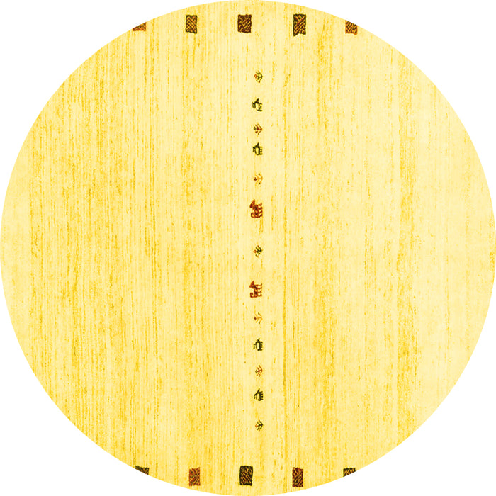 Round Solid Yellow Modern Rug, con2812yw