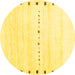 Round Machine Washable Solid Yellow Modern Rug, wshcon2812yw