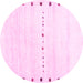 Round Machine Washable Solid Pink Modern Rug, wshcon2812pnk