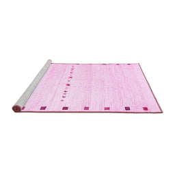 Sideview of Machine Washable Solid Pink Modern Rug, wshcon2812pnk