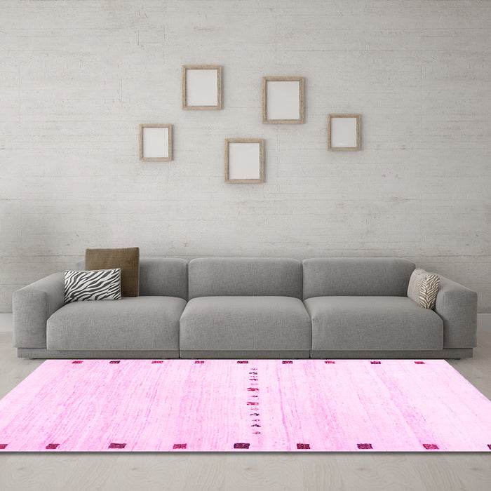 Machine Washable Solid Pink Modern Rug in a Living Room, wshcon2812pnk