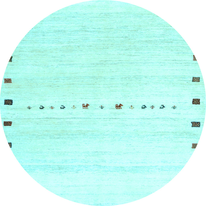 Round Machine Washable Solid Light Blue Modern Rug, wshcon2812lblu