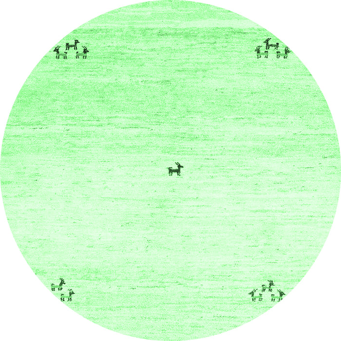 Round Machine Washable Solid Emerald Green Modern Area Rugs, wshcon2813emgrn