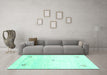 Machine Washable Solid Turquoise Modern Area Rugs in a Living Room,, wshcon2813turq