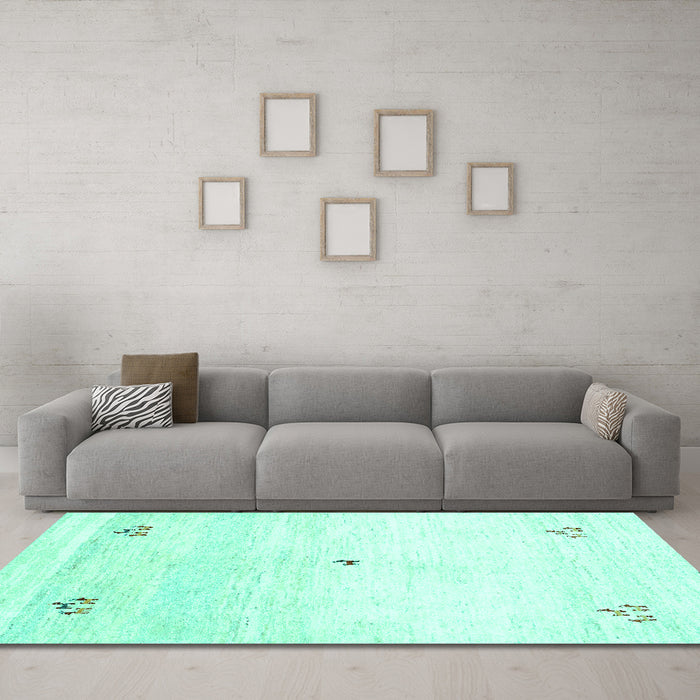 Machine Washable Solid Turquoise Modern Area Rugs in a Living Room,, wshcon2813turq