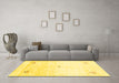 Machine Washable Solid Yellow Modern Rug in a Living Room, wshcon2813yw