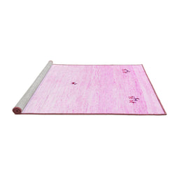 Sideview of Machine Washable Solid Pink Modern Rug, wshcon2813pnk