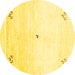 Round Solid Yellow Modern Rug, con2813yw