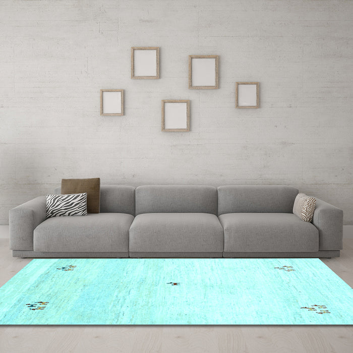Machine Washable Solid Light Blue Modern Rug in a Living Room, wshcon2813lblu
