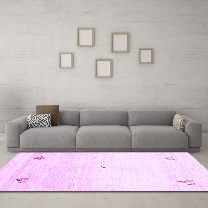 Machine Washable Solid Purple Modern Area Rugs in a Living Room, wshcon2813pur