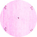 Round Solid Pink Modern Rug, con2813pnk