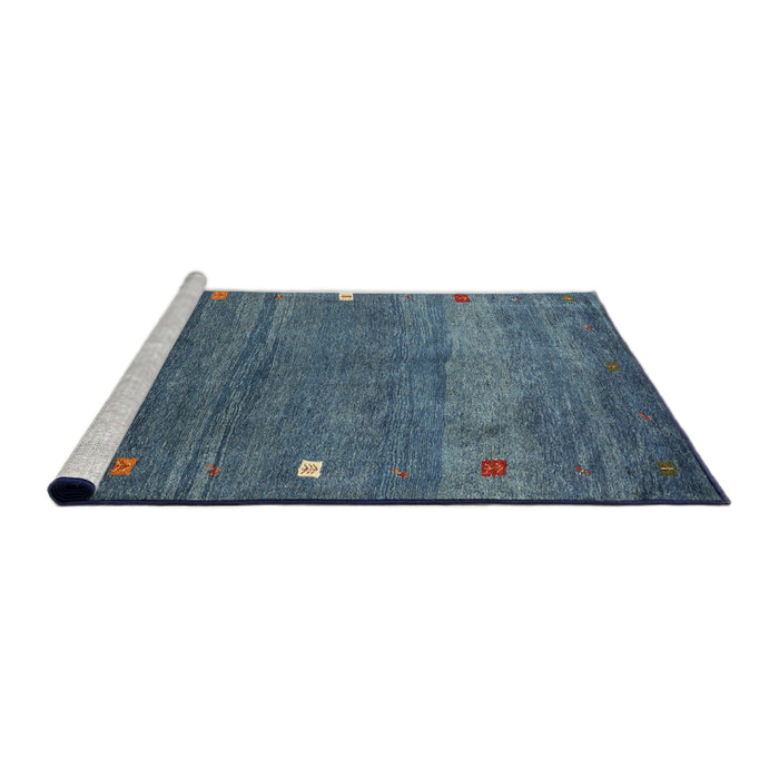 Serging Thickness of Machine Washable Contemporary Blue Rug, wshcon2814