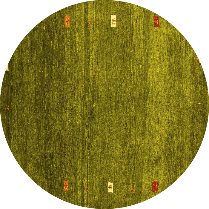 Round Abstract Yellow Contemporary Rug, con2814yw