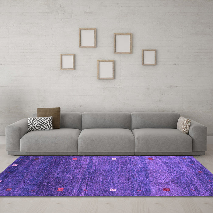 Machine Washable Abstract Purple Contemporary Area Rugs in a Living Room, wshcon2814pur