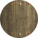 Round Machine Washable Abstract Brown Contemporary Rug, wshcon2814brn