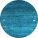 Round Machine Washable Abstract Light Blue Contemporary Rug, wshcon2814lblu