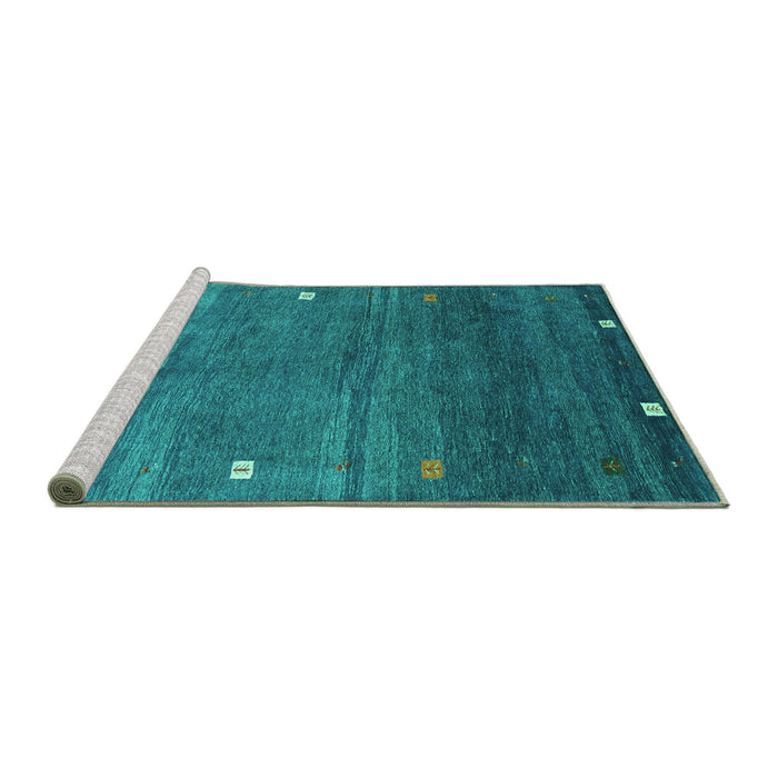 Sideview of Machine Washable Abstract Turquoise Contemporary Area Rugs, wshcon2814turq
