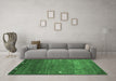 Machine Washable Abstract Emerald Green Contemporary Area Rugs in a Living Room,, wshcon2814emgrn