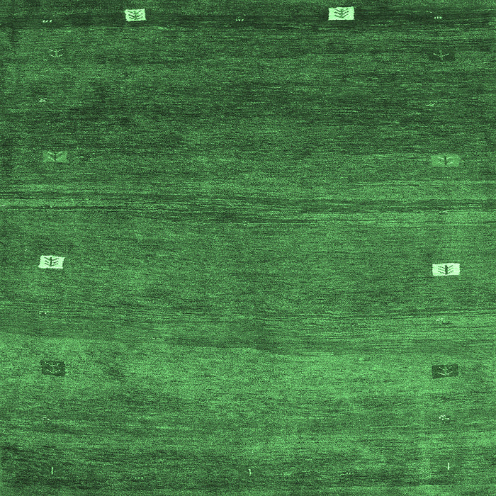 Square Machine Washable Abstract Emerald Green Contemporary Area Rugs, wshcon2814emgrn